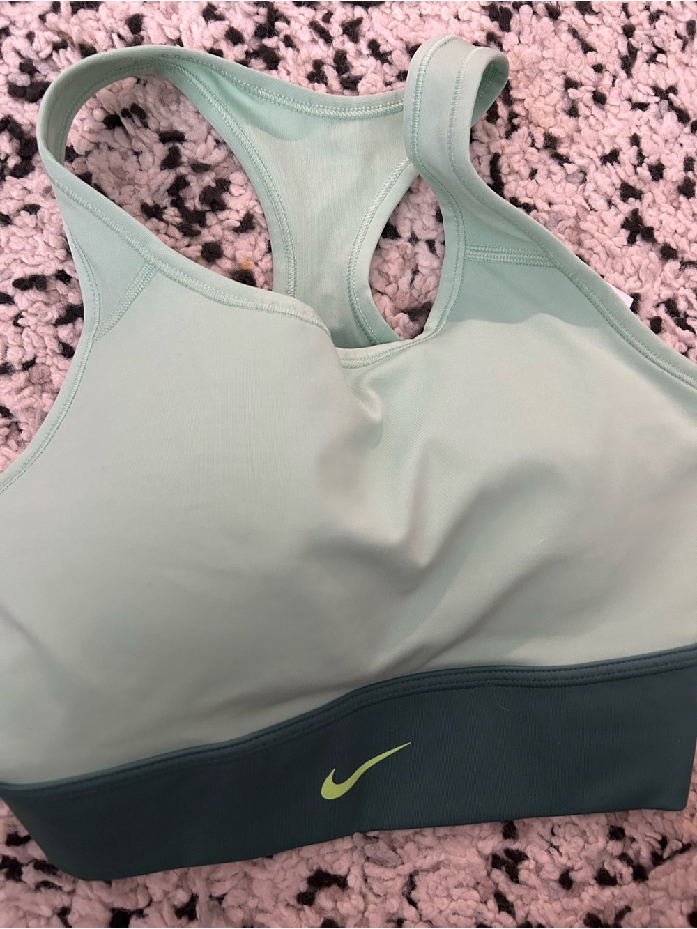Nike Mint Green Racerback Sports Bra with Dark Teal Band